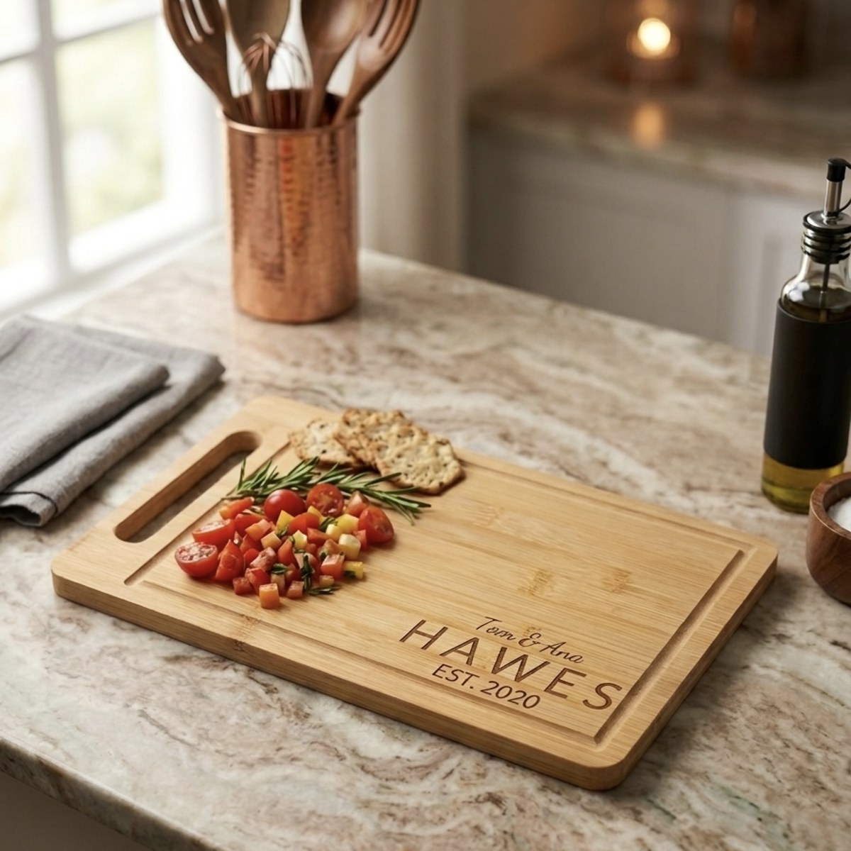 Script the lasts bamboo cutting board view 1